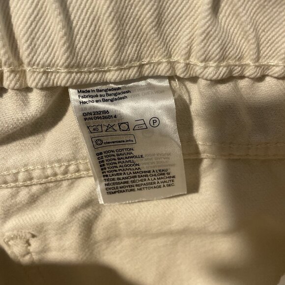 H&M Pants Womens 14 Plus High Rise Cream Relaxed Fit Straight Leg Jeans Stretch - Picture 4 of 7
